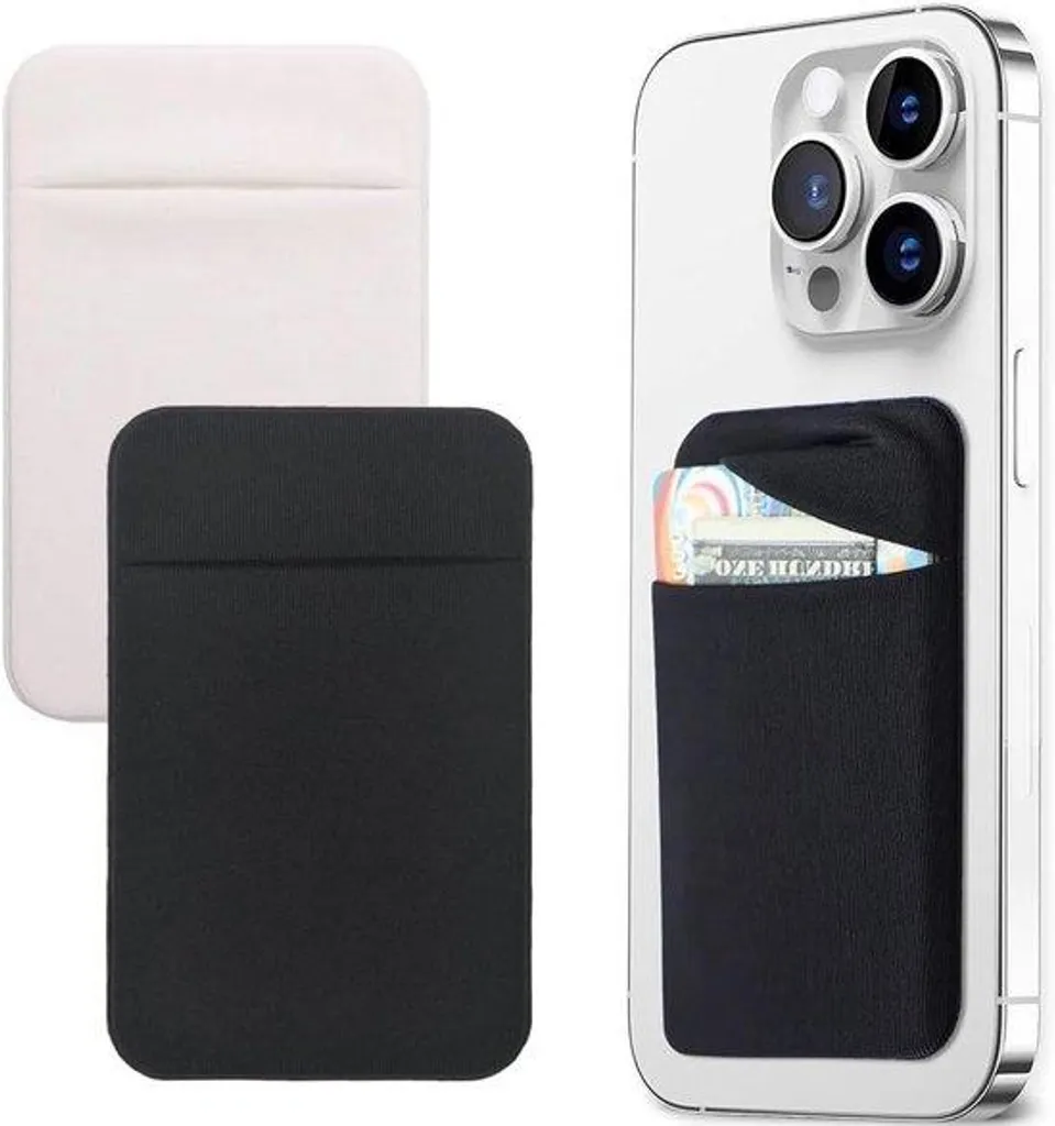 Lot de 2 porte-cartes adhésifs en tissu pour smartphone Android - Noir