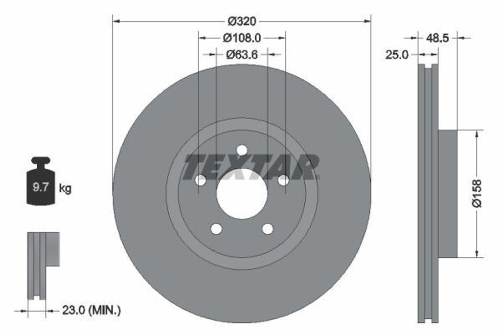 2x TEXTAR 92149100 Bremsscheibe