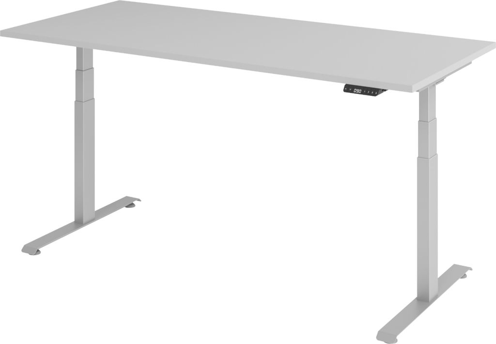 bümö Schreibtisch elektrisch Lite - Gestell: Silber, Nachbildung: Grau, Größe: 180 x 80 cm