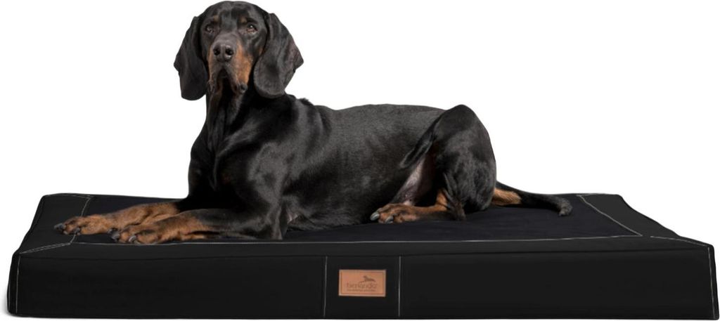 tierlando OSCAR VISCO Orthopädische Hundematratze Kunstleder Velours Hundebett - Größe: 150x100cm | Farbe: 03 Schwarz