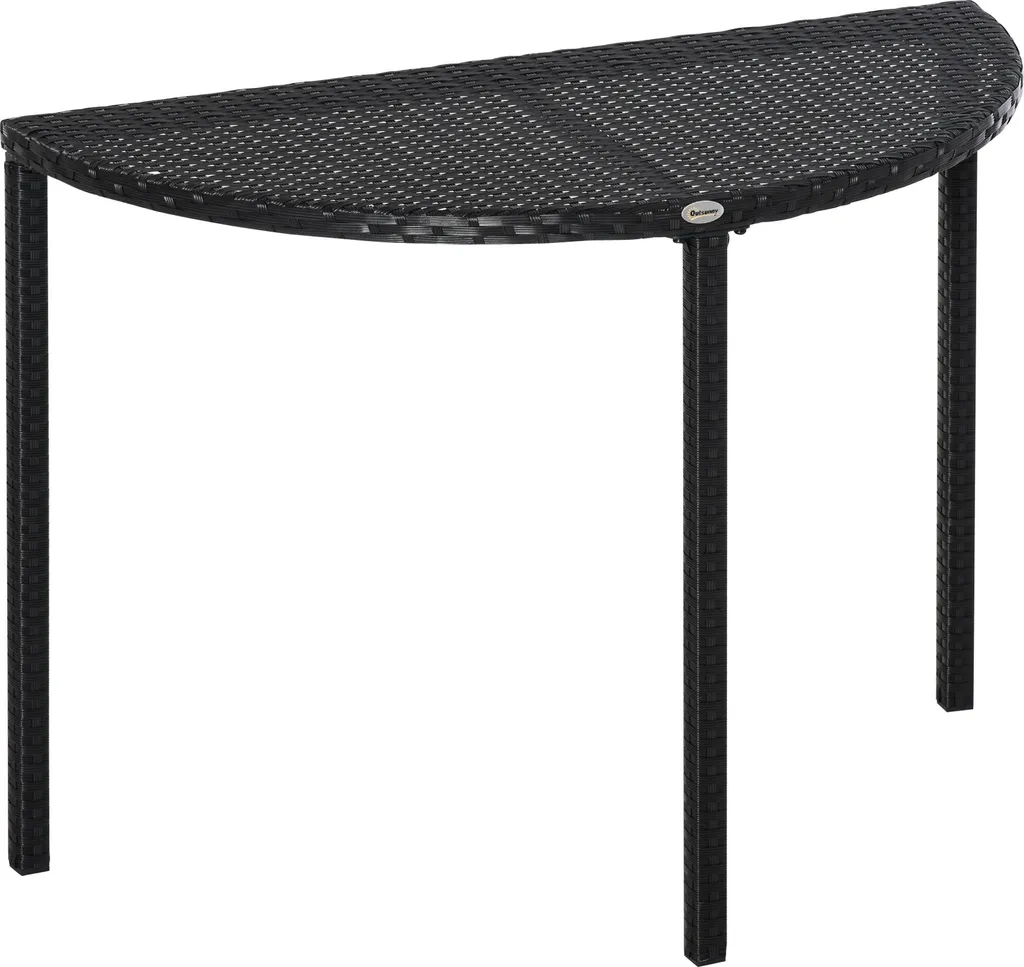 Table de jardin demi-lune Outsunny 100x50x74 cm en résine tressée noire