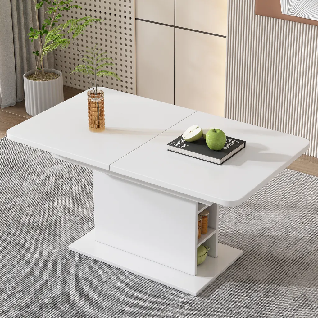 Table de salle à manger 130x70 cm extensible blanche idéale petits espaces - 3