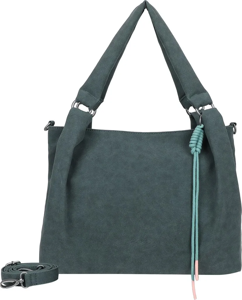 Sac à main Sue03 Jacky aspect daim bleu gris avec grande bandoulière