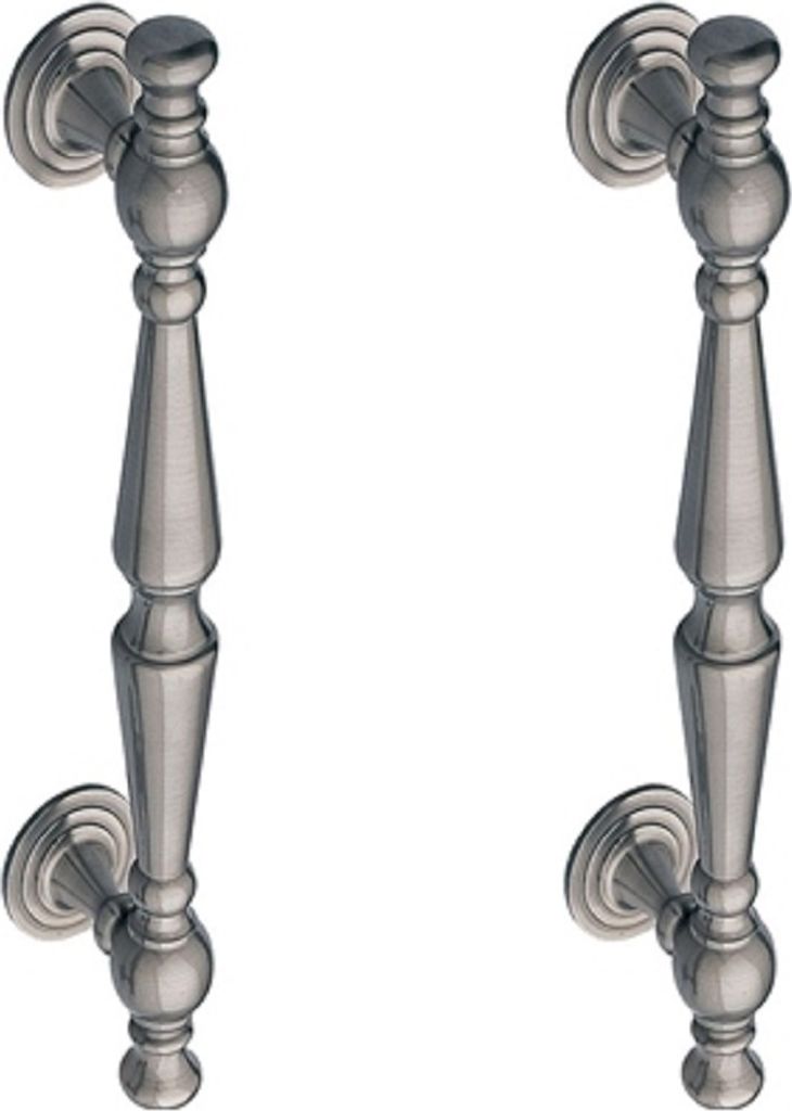 2er Set Messing Stoßgriffe Türgrifff Edelstahl Optik Haustürbeschlag Haltegriff