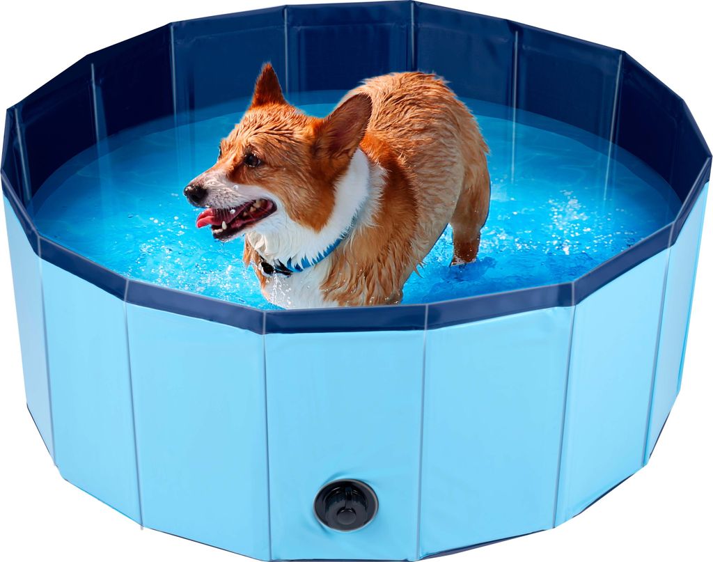 maxxpro Hundepool faltbar Anti-Rutsch - Ventil entleeren - 80 cm - Blau