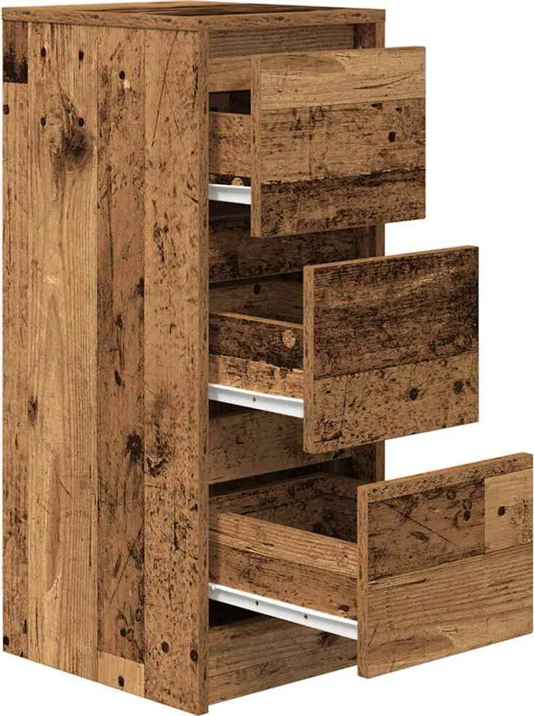 Buffet gain de place imitation vieux bois pour espaces étroits