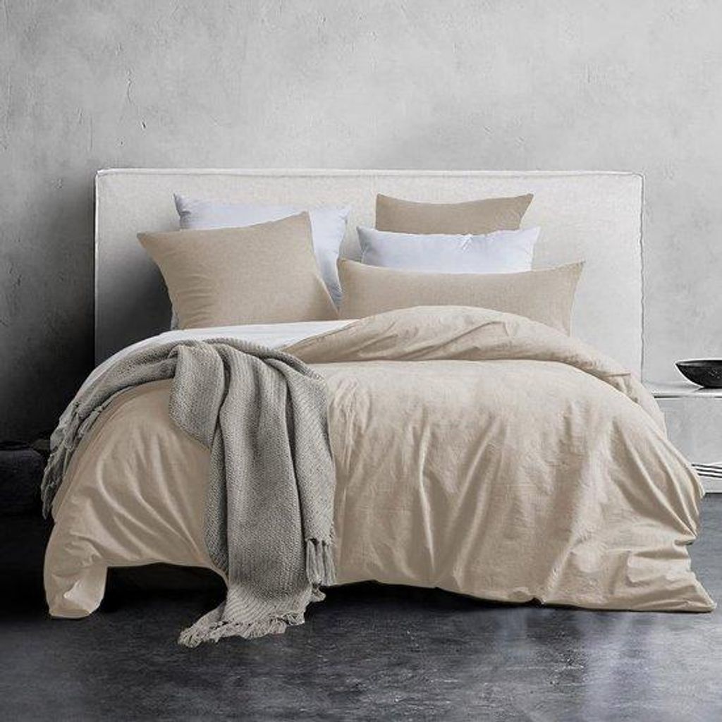 Bettwäsche, 135 x 200 cm, Baumwolle, Bettwäsche-Set in Apricot, 2-teilig mit Reißverschluss, ähnliche Textur wie Stone-Washed-Leinen, enthält ...