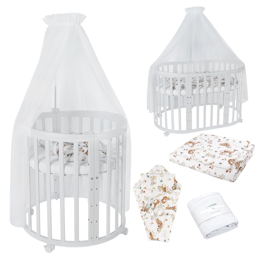 Waldin Babybett OWAL Kinderbett 7in1 mit Matratze, Produktbild 