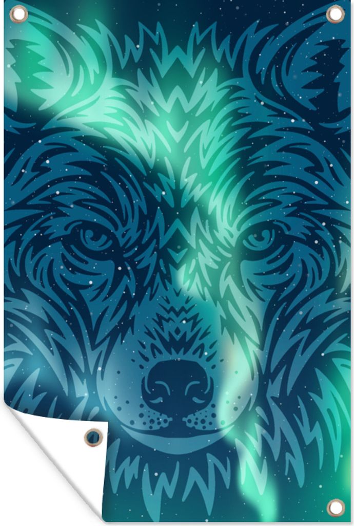 MuchoWow 40x60 cm Outdoor-Poster Gartendeko Sichtschutz Garten Poster für den Garten Aurora - Wolf - Tier