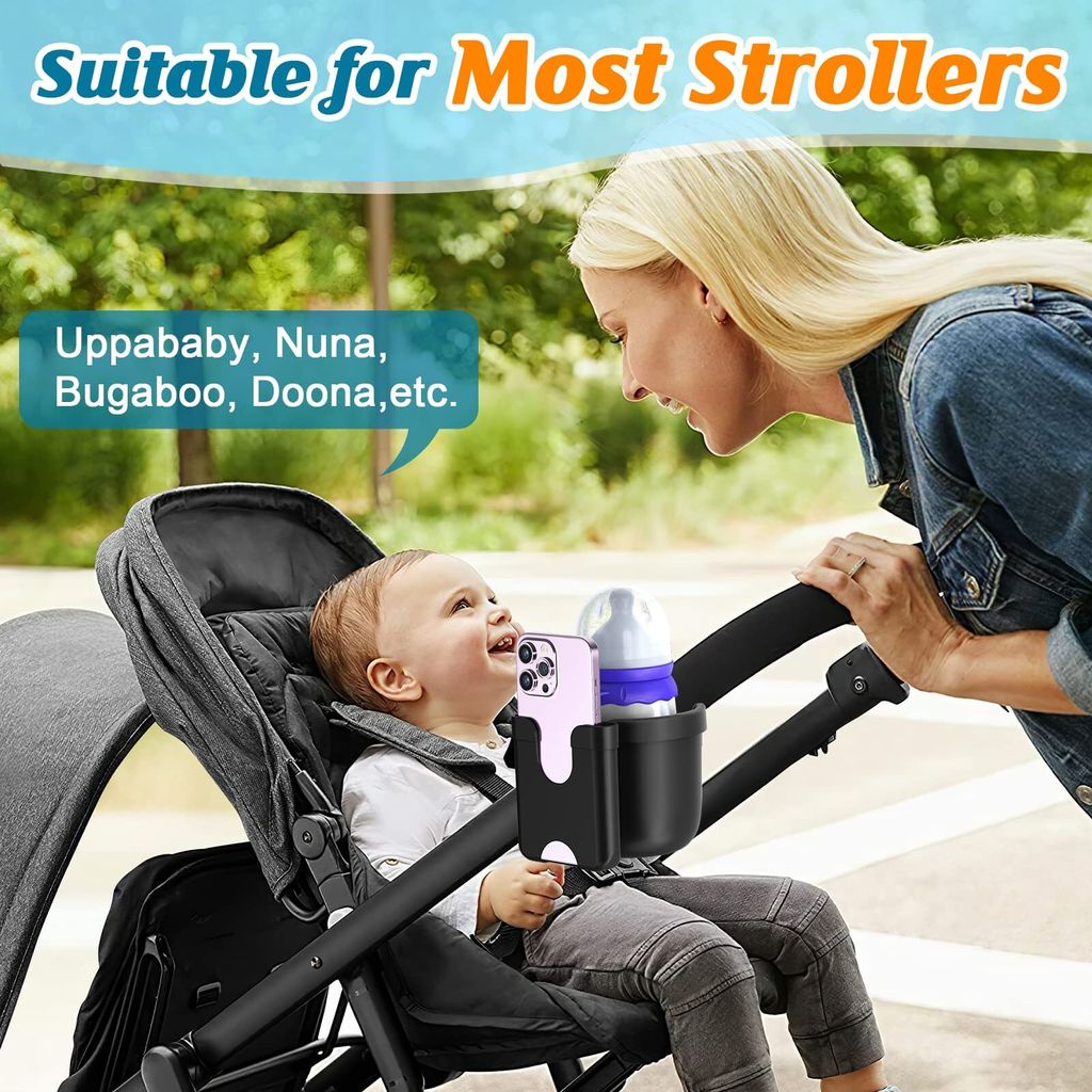 Accmor Kinderwagen Getränkehalter Mit Handyhalter – Universal, 2-in-1, Für Fahrrad, Rollstuhl, Kinderwagen