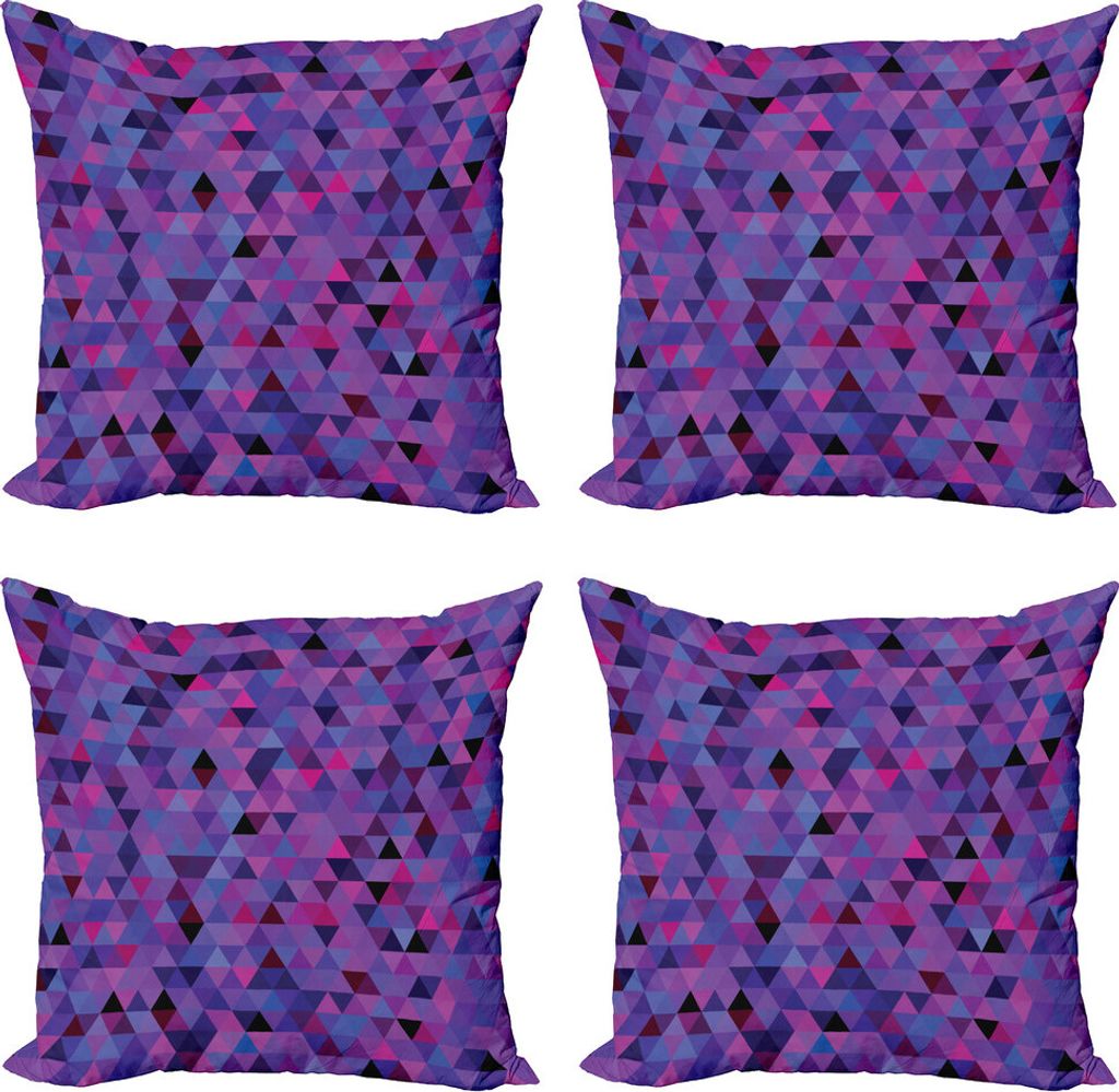ABAKUHAUS Aubergine Kissenbezug Set (4 Stück), Kleine Triangles Mosaik, Moderner Doppelseitiger Digitaldruck, 60 cm x 60 cm, Mehrfarbig