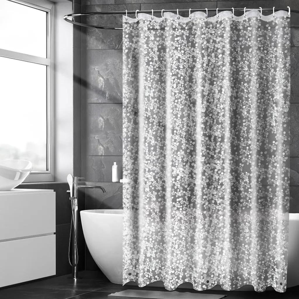 Rideau de douche rigide hydrofuge 120x200 cm à effet galets en relief