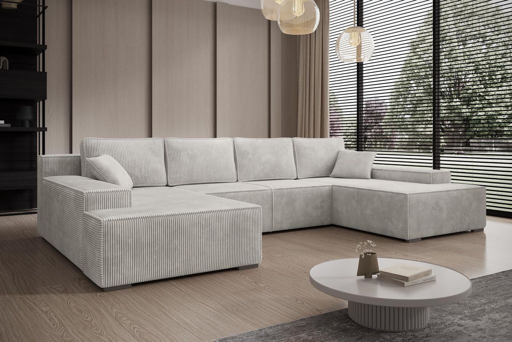 Ecksofa Couch U-Form mit Schlaffunktion, POSO-Stoff Produktbild 