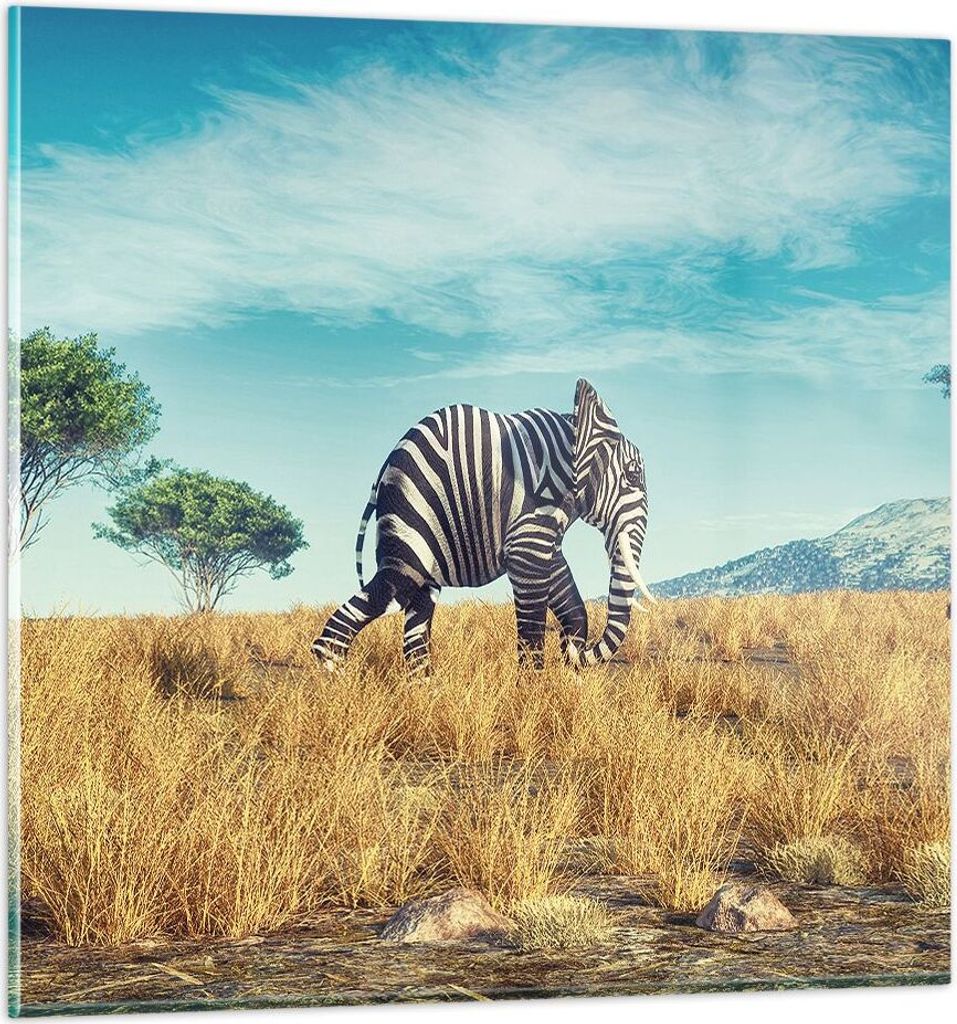 Bilder auf glas - Einteilig - Surreal Elefant Rippen - 60x60cm - Glasbilder - Wandbilder - Bilder - zum Aufhängen bereit - Wanddekoration aus Glas...