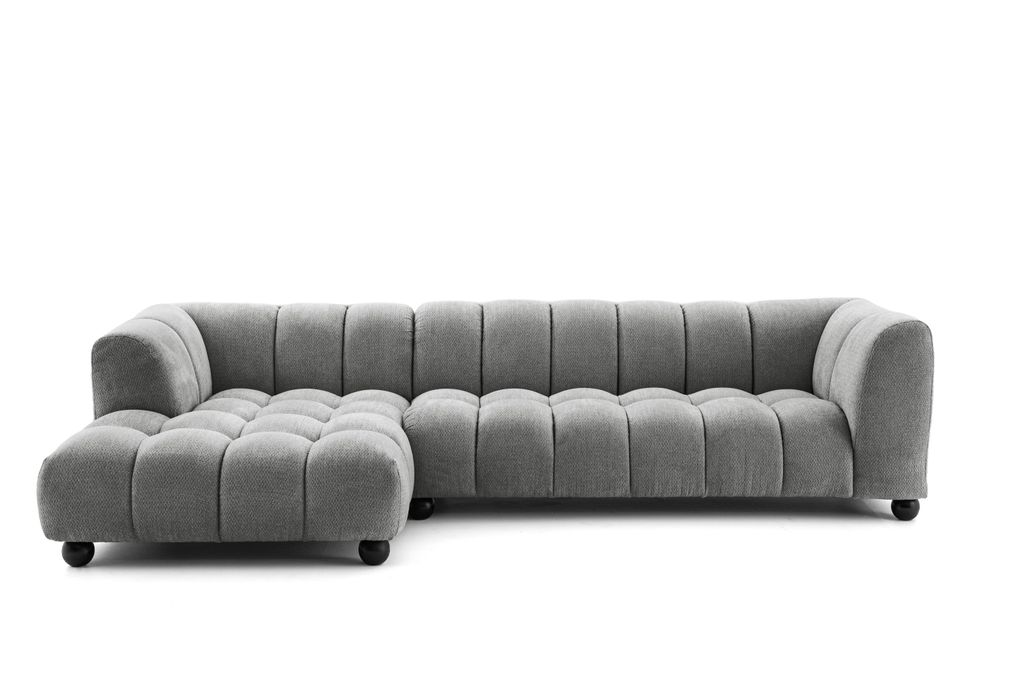 NEXT COLLECTION Ecksofa AMARO , Keine Schlaffunktion, Hochwertiger HR-Schaum, elegante Steppung, Links, Dunkelgrau