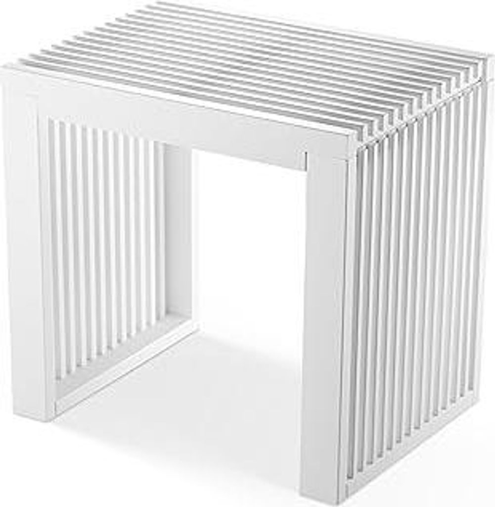 BAM BOO BOX Hocker mit Stauraum aus Bambus Weiß – Sitzhocker Holz für Bad, Flur oder Schlafzimmer – Holzhocker 45x33x43 cm – Stabiler Badez...
