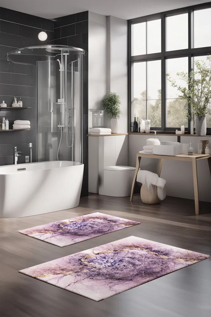 Set Tappetini Bagno Mijolnir CT-5050 Multicolore 60x100 2 Pezzi