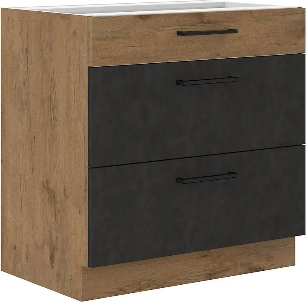 Meuble bas de cuisine VANYA largeur 80 cm avec tiroirs de rangement