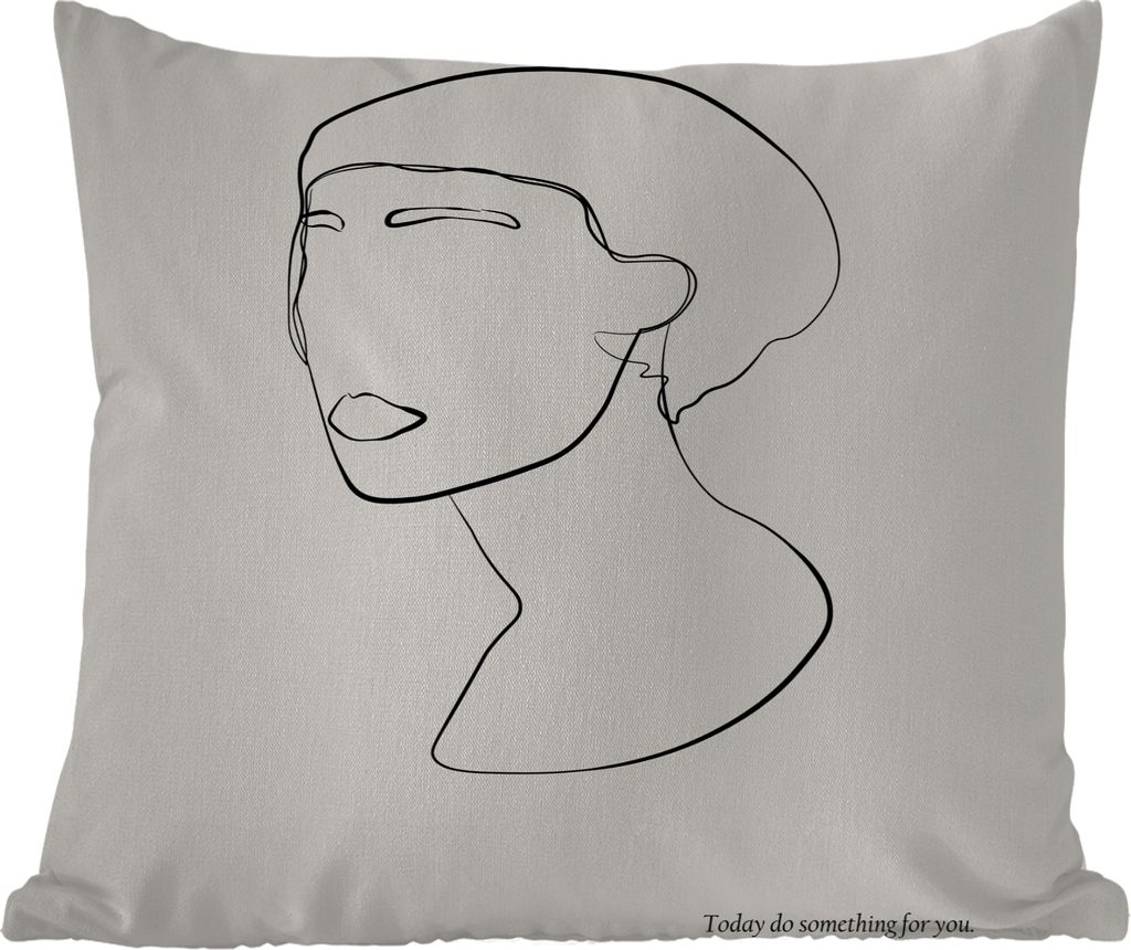 MuchoWow Outdoor Kissen - Text - Frauen - Strichzeichnungen - Zitate - 50x50 cm - Wetterfest - Lounge Kissen - Komfortabel - Kissen mit Bild