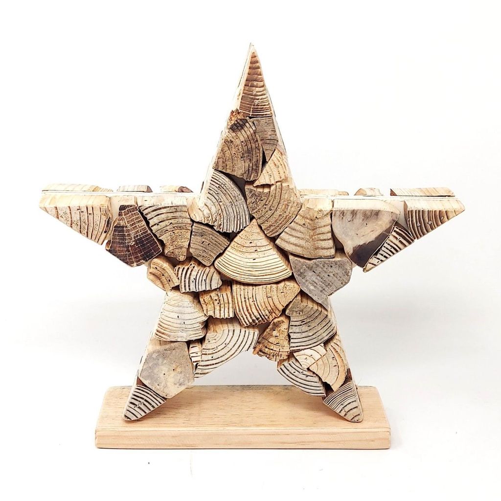 Deko Stern WOOD auf Sockel stehend H. 27cm naturbraun aus Holz Formano W24