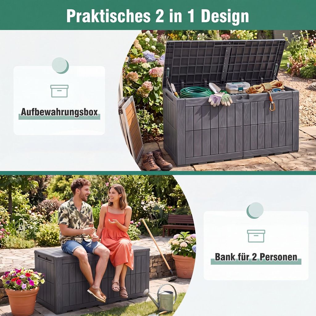 KOMFOTTEU 380 L wetterfeste Auflagenbox, abschließbare
