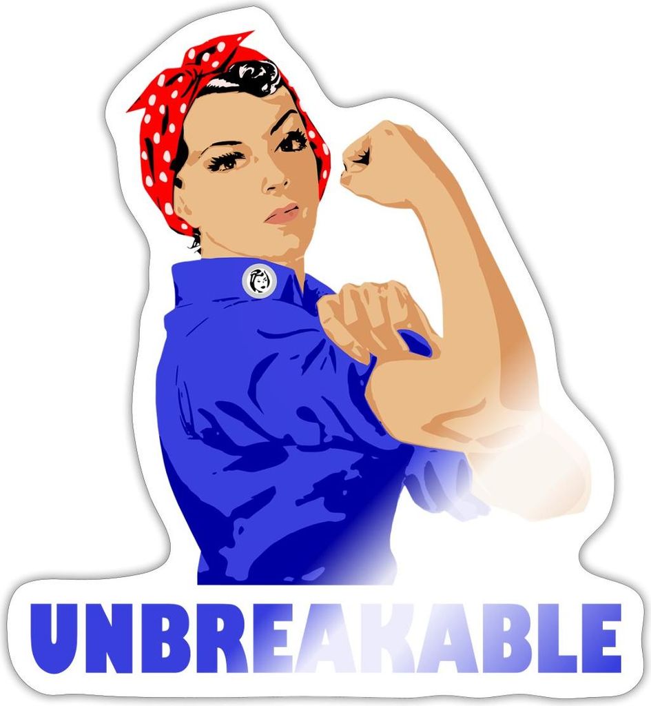 Spreadshirt Unbreakable Strong Women Girl Power Feminismus Sticker Aufkleber, 10 x 10 cm, Weiß glänzend