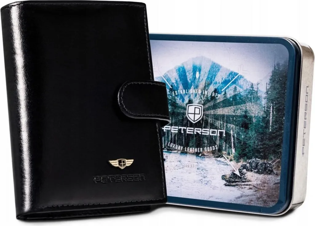 Portafoglio Grande da Uomo Peterson in Vera Pelle con Chiusura a Scatto
