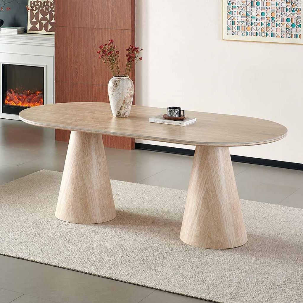 cMilton & Oldbrook Esstisch 200 cm Hamar Travertinlook Produktbild  KI-generiertes Bild