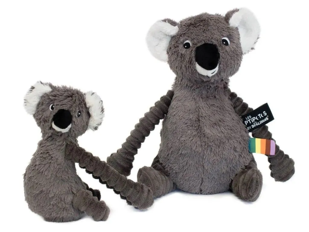Peluche koala gris maman et petit - Textile hypoallergénique et lavable