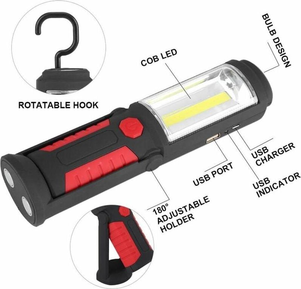 Wiederaufladbares Arbeitslicht, tragbares Flutlicht mit magnetischer Basis, wasserdichte LED-Taschenlampen für die Baustellenbeleuchtung zum Campi...