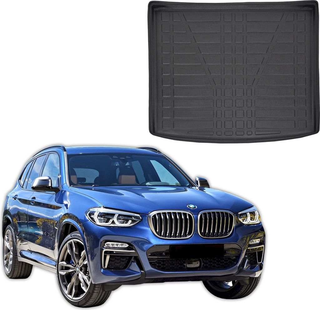 SCOUTT | Kofferraumwanne Laderaumwanne Kompatibel mit BMW X3 G01 ab 2018, mit Hoher Rand, Kofferraum-Schutzmatte, Geriffelt, Aufrollbar, Schwarz