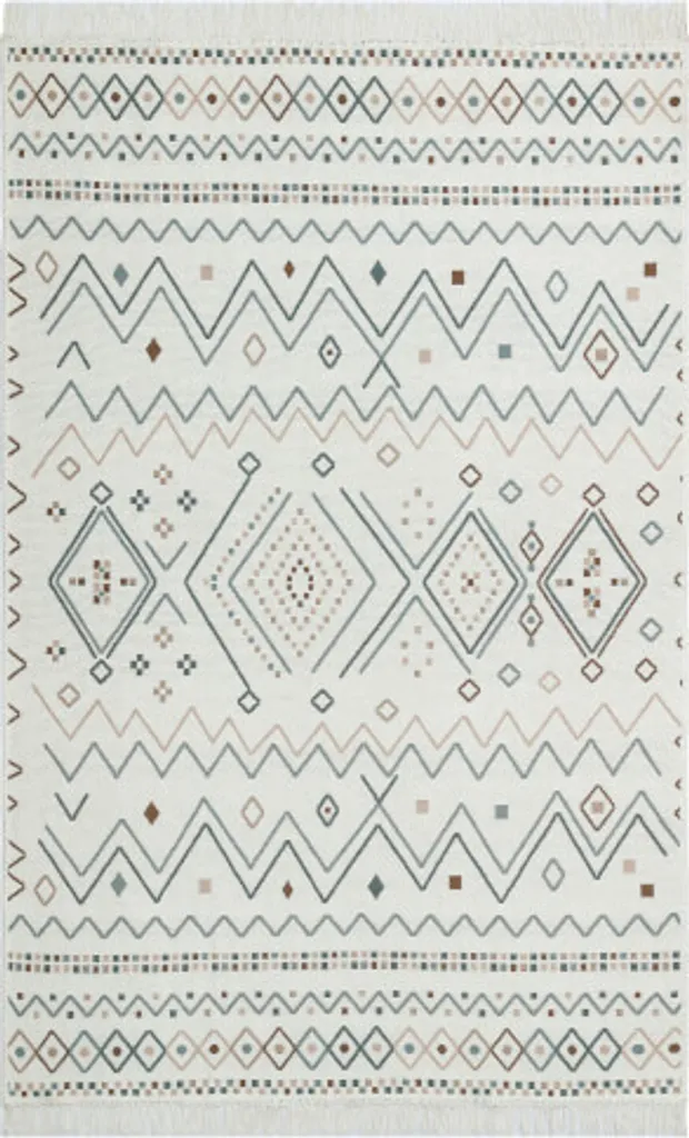 Tapis Arya 05 Facile à Nettoyer 120x180 cm - Solution Sols Beige Bleu