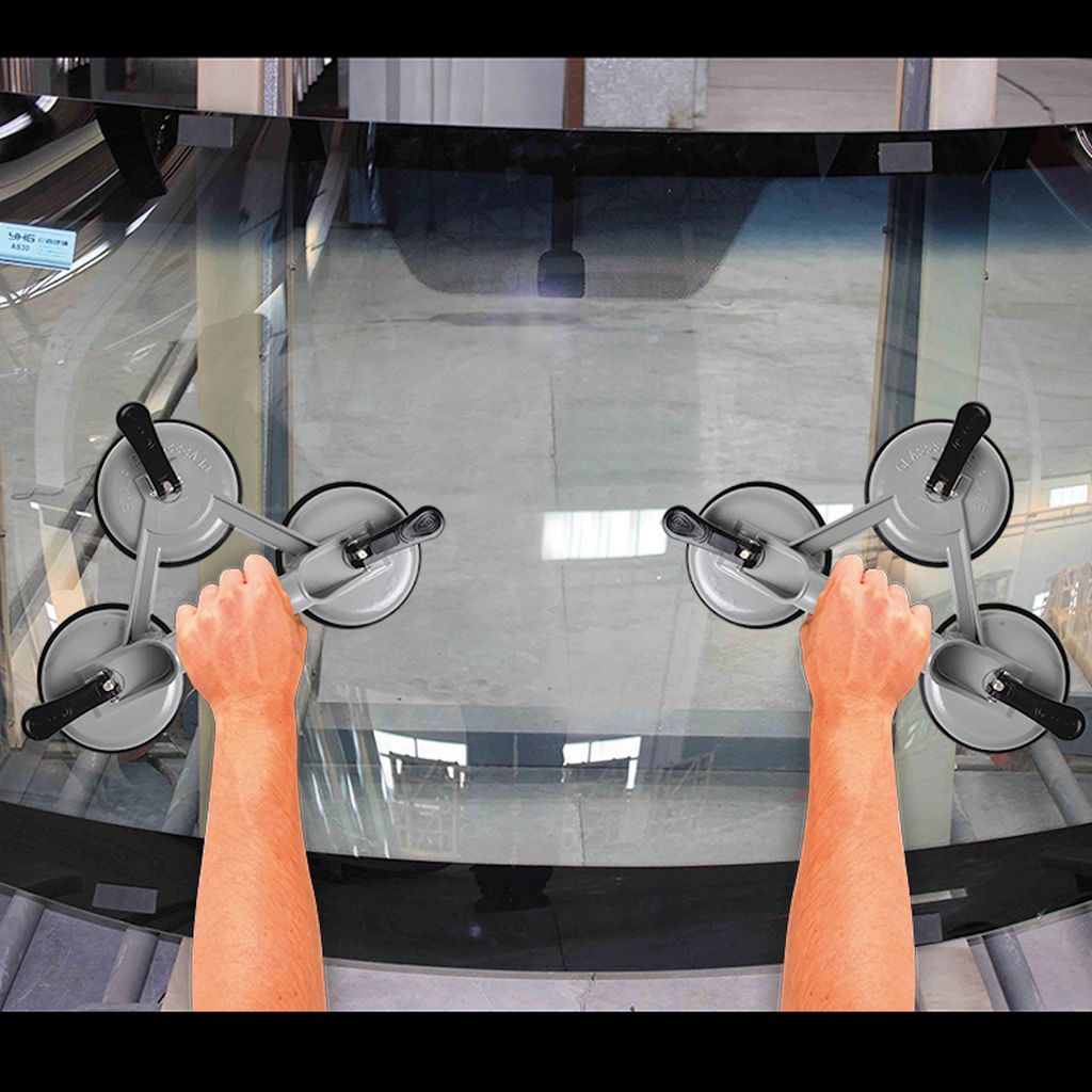 2x Aluminium Saugheber Glassauger Vakuumheber 145kg Glasheber mit 3 Saugnäpfen 