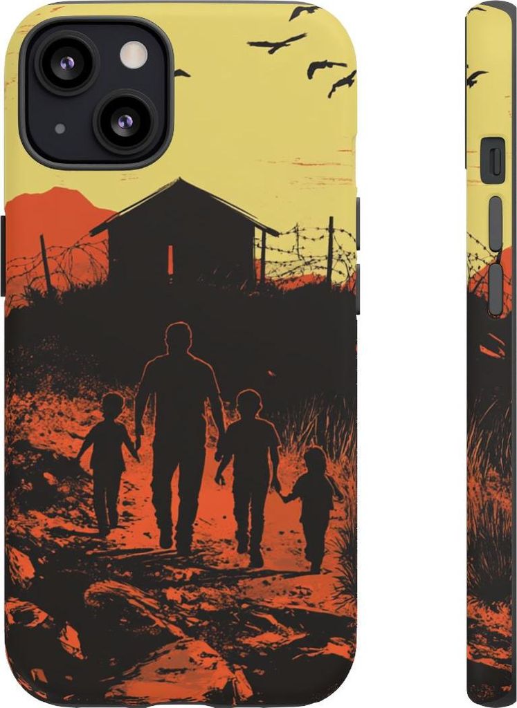 Familie auf dem Weg zum Stacheldrahtzaun – Hülle Kompatibel mit iPhone 13