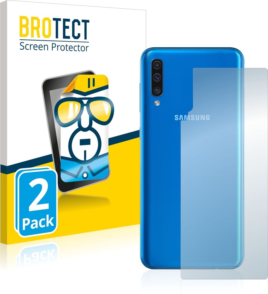 2x BROTECT Schutzfolie für Samsung Galaxy A50 (Rückseite) Folie Klar Transparent