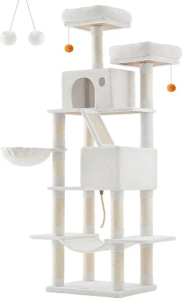 Tour pour chat Rootz grand arbre à griffer multi-niveaux beige 206cm