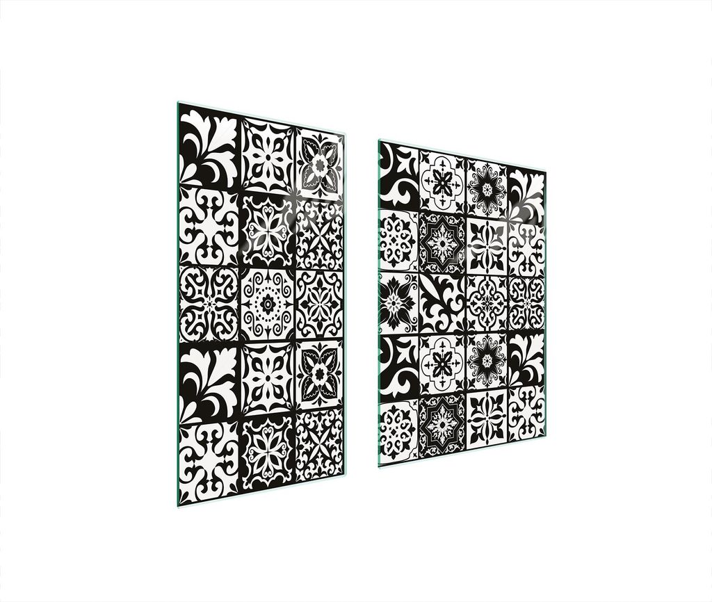 Herdabdeckplatten 2 teilig 75x52 Glaskeramikkochfeld Abdeckung Glas Schneidebrett Mosaik Stück
