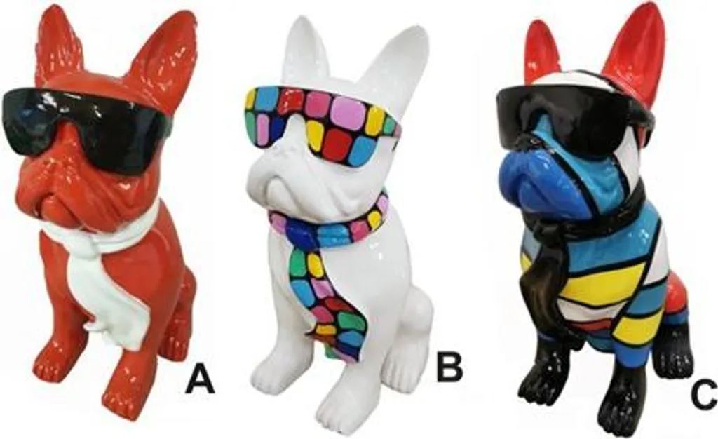 Figurine Chien Abstrait Moderne 30cm - Statue en Résine Colorée Design