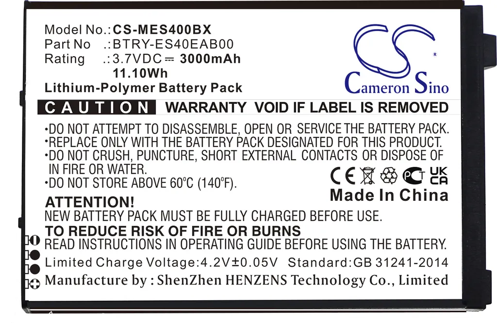 Batterie Rechargeable Li-ion compatible Symbol ES400 et série ES405