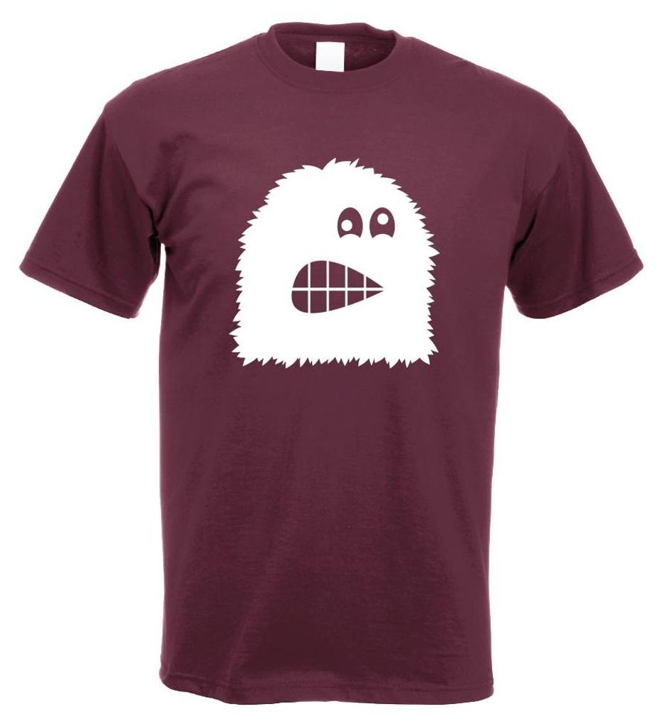 Kiwistar - T-Shirt - Burgund - Fuzzy Monster Comic Motiv Bedruckt Funshirt Design Print - mit Motiv Bedruckt - Funshirt Design - Sport - Freizeit -...