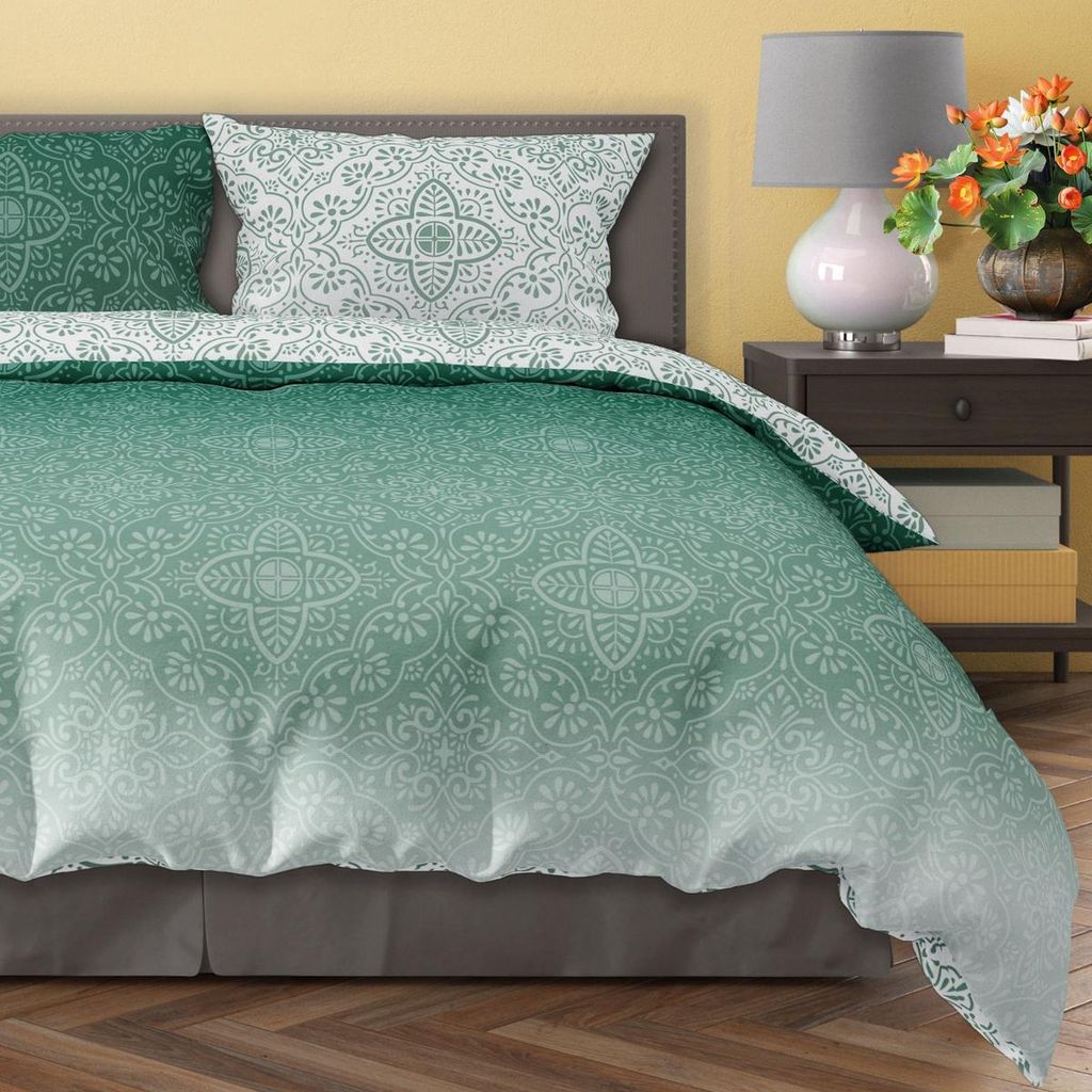 Bettwäsche 220x200+ 2x 70x80 100% Baumwollsatin Bettgarnitur Bettbezug (Milagro Verde 023)