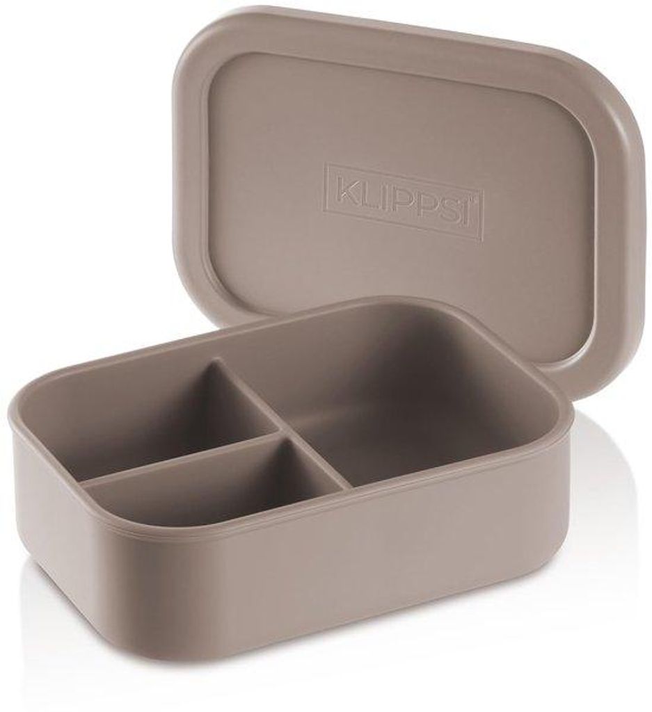 Mittlere Lunchbox aus Silikon, scheurvast, hitzebeständig, beige, 3-teilig