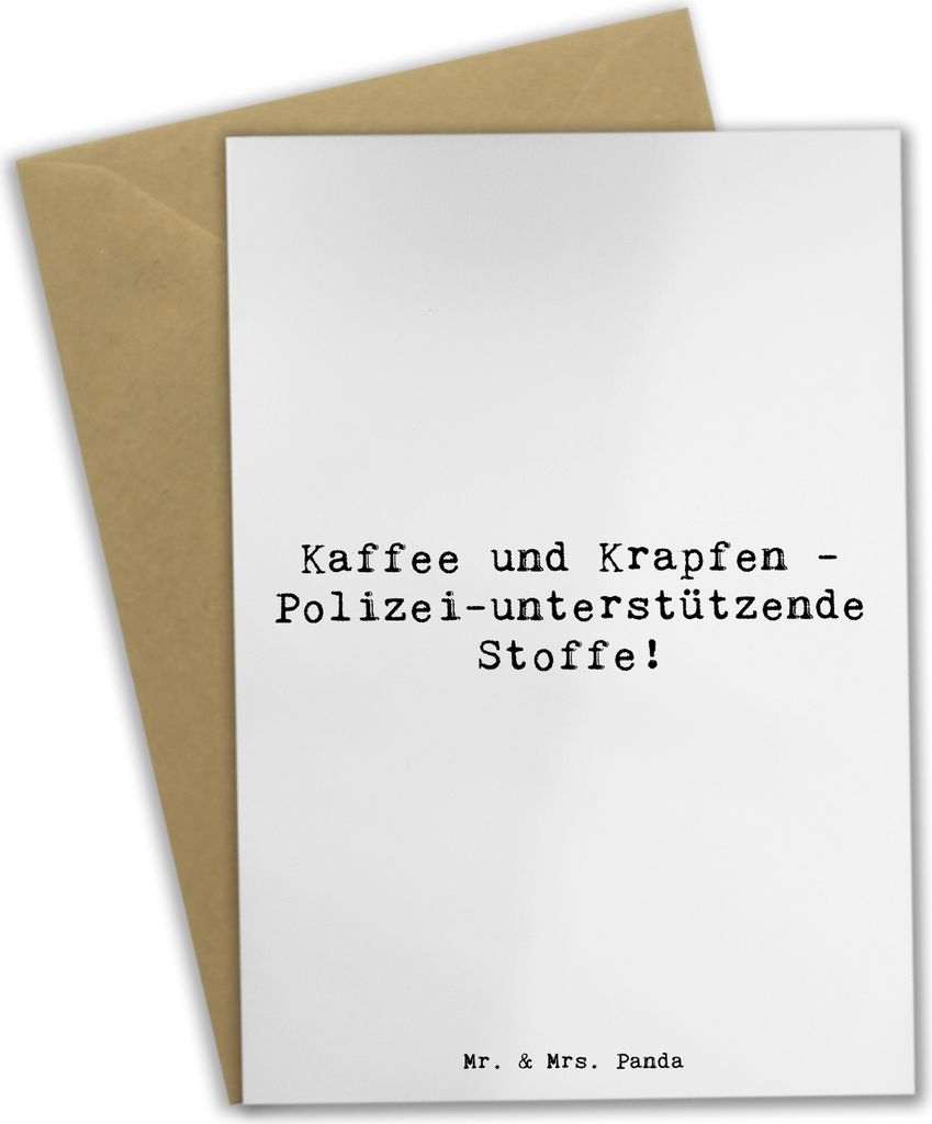 Mr. & Mrs. Panda Grußkarte Spruch Polizist Kaffee Krapfen - Weiß - Geschenk, einladungskarten, Unterstützung, weihnachtskarten, genesungskarte, ...
