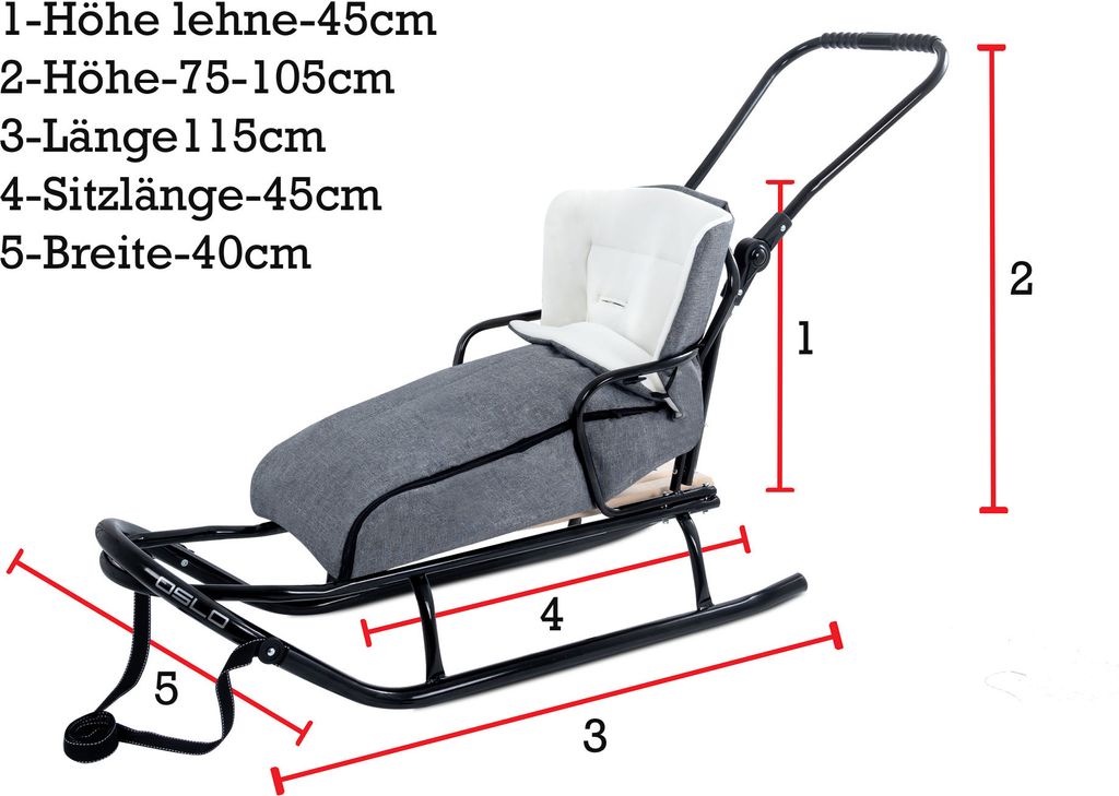 GagaDumi Oslo Schlitten aus Metall mit Rücklehne mit Produktbild 5