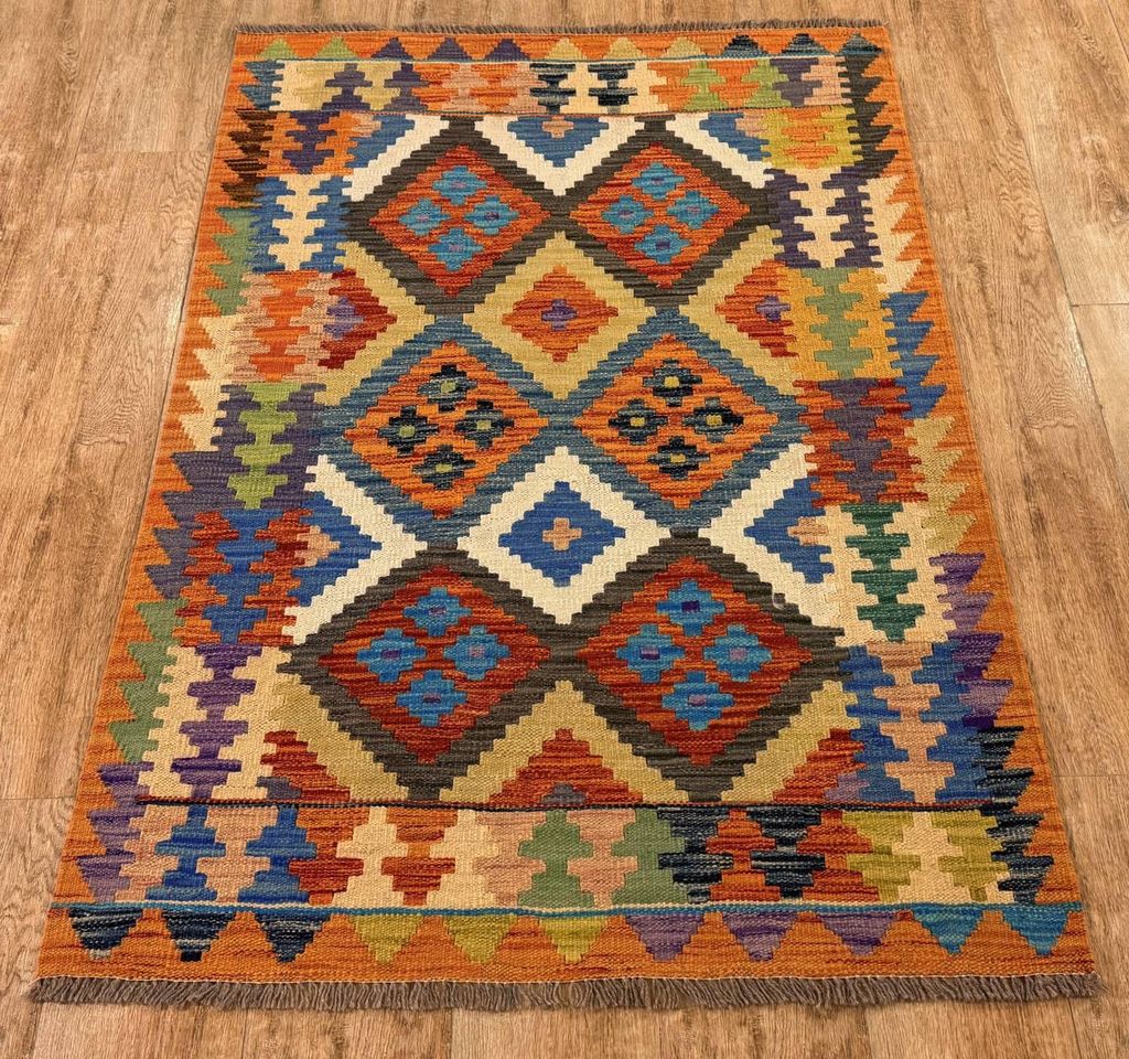 Teppich KELIM ORIGINAL | Farbe: Multi; Größe: 101x145 cm | strapazierfähig und leicht zu reinigen | Wohnzimmer | Schlafzimmer