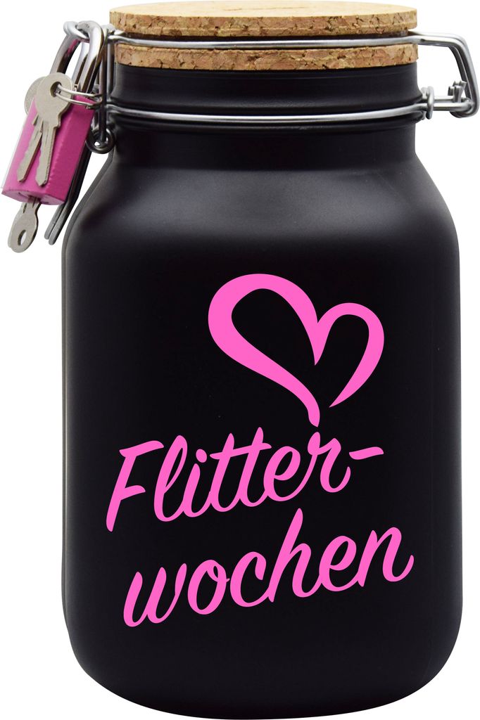 Spardose Geld Geschenk Ideen Flitterwochen Design2 Schwarz Größe XL 2 Liter