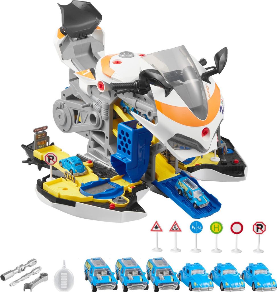 SucceBuy Motorradmotor-Spielzeug, 25-teilig, Mechaniker-Spielzeug mit abnehmbaren Teilen, Licht- und Soundeffekten, simuliertes Fahren & Rennstreck...