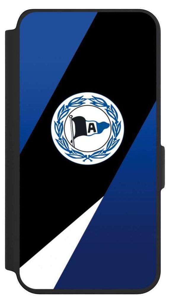 NIVOCASE Klapphülle für Samsung Galaxy S24 Handyhülle aus Kunst Leder NIVOflip schwarz Arminia Bielefeld DSC Offizielles Lizenzprodukt