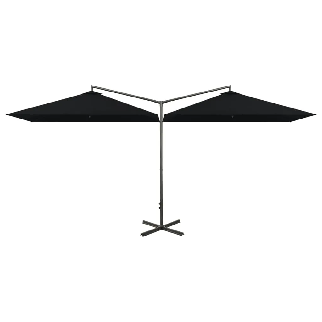 Parasol double 600x300 cm Noir idéal pour Terrasse et Grande Tablée