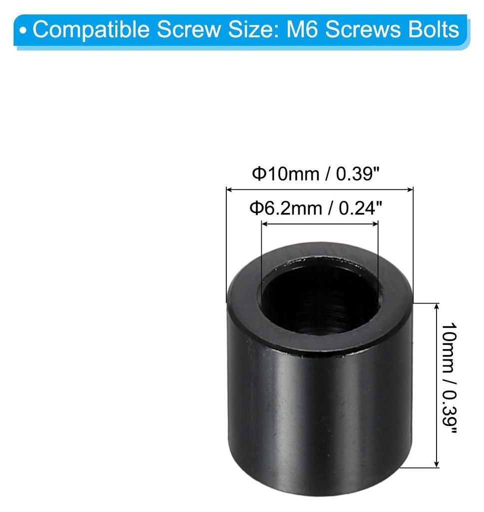 M6 Aluminium Abstandshalter 6 Stš¹ck Metall Distanzhš¹lsen 6.2 mm ID x 10 mm OD x 10 mm L Unterlegscheiben Ohne Innengewinde Spacer Rund fš¹r...